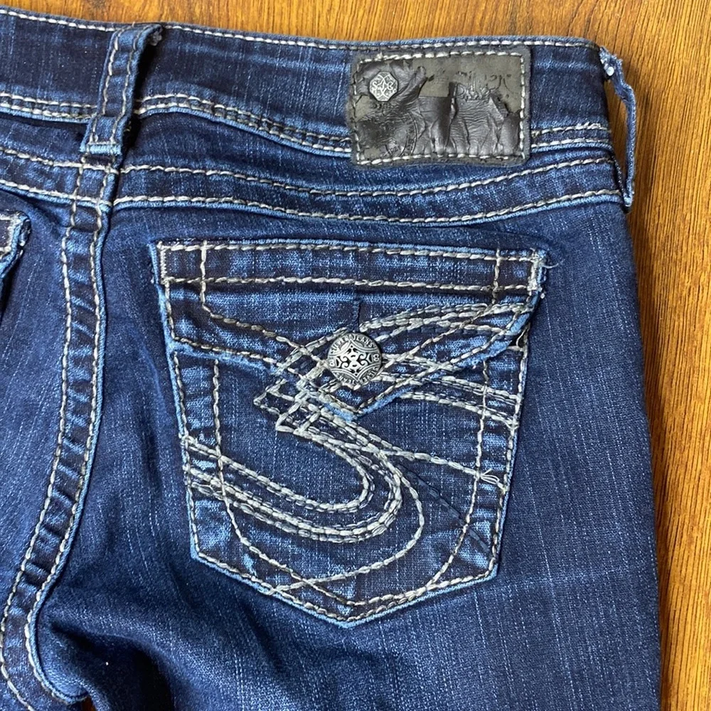 🌹 Silver Jeans 🌹 Vintage Suki Surplus Dark Blue Boot Cut Flare Jeans W27 - Picture 14 of 15